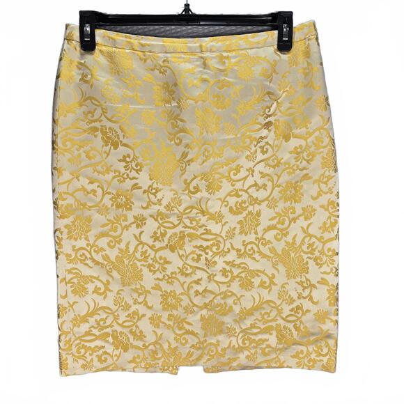 Banana Republic Dresses & Skirts - Banana Republic 100% Silk Gold Floral Brocade Pencil Skirt 10 Luxe Regency